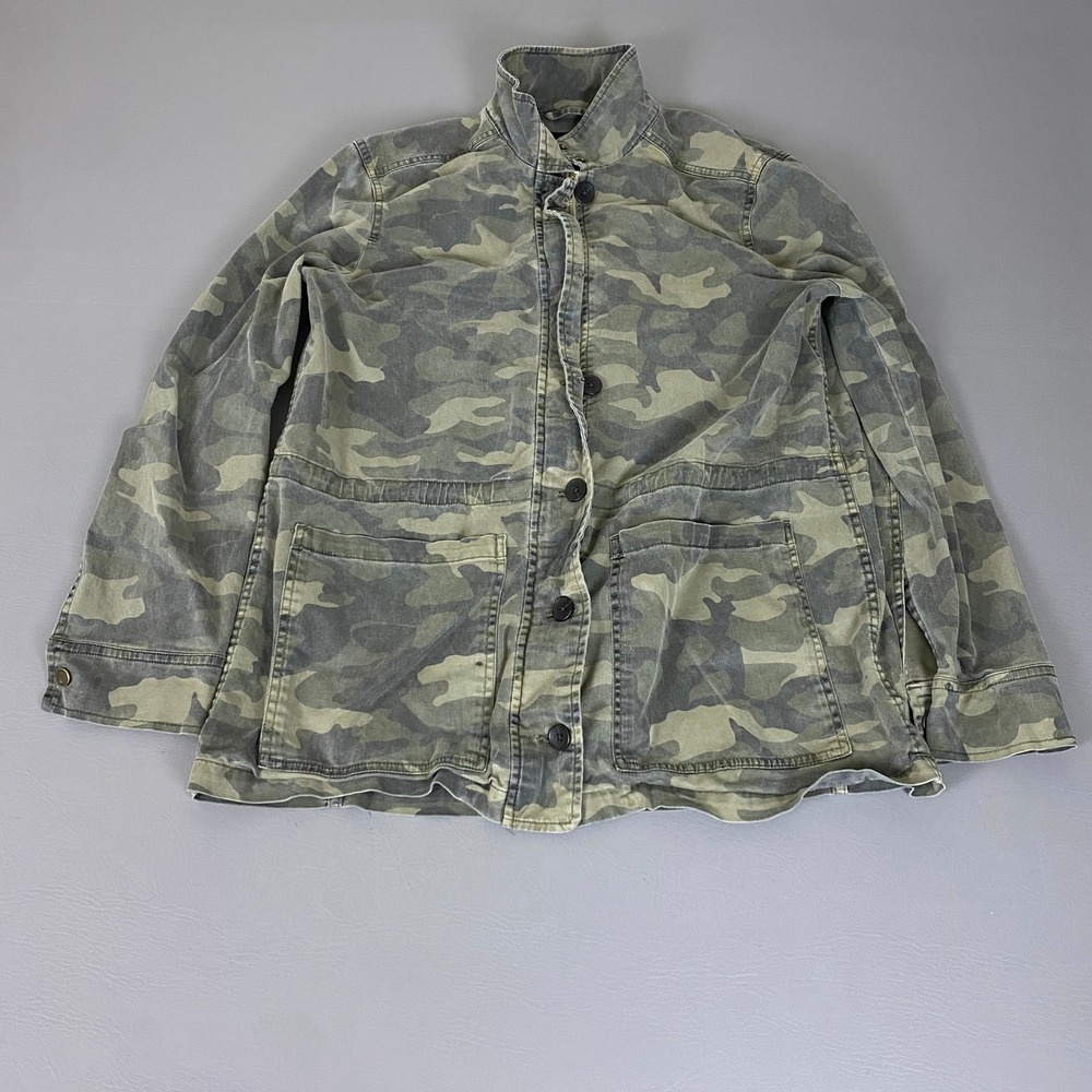 Lucky Brand Camo Military Field Jacket Women's Size Large L Green Camouflage *